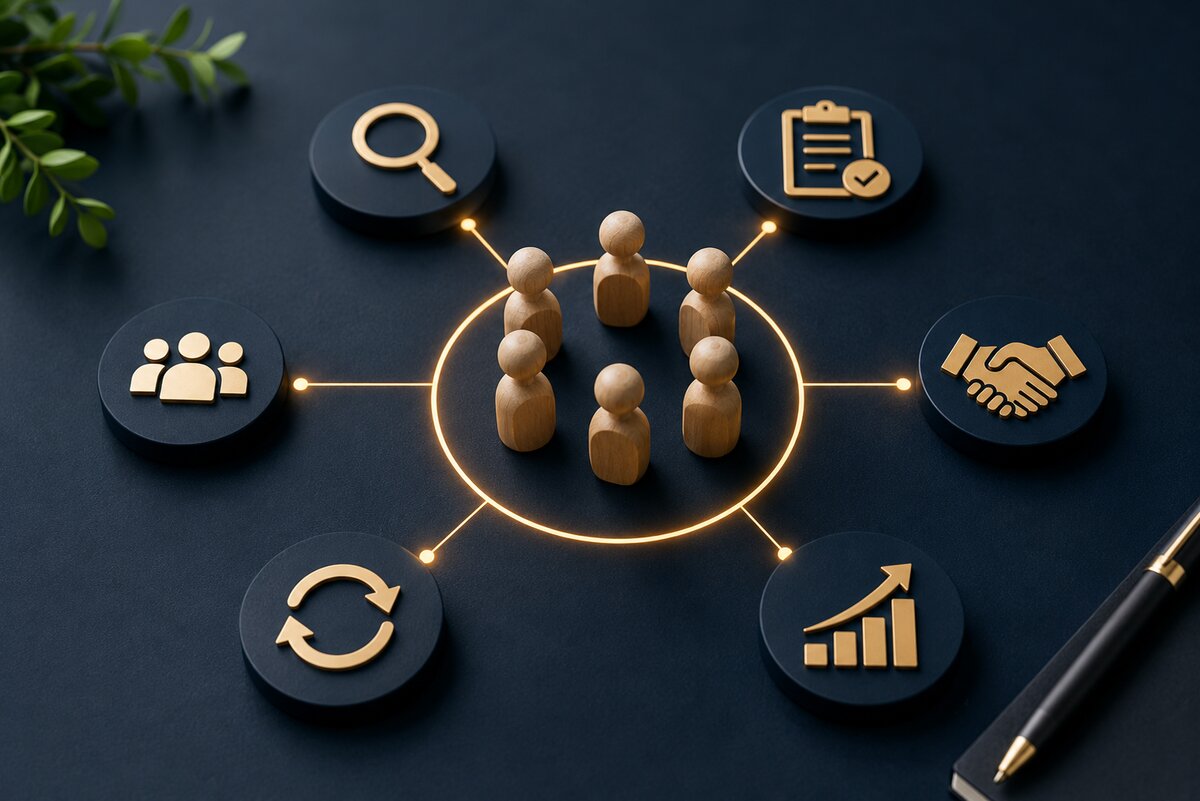 VeedahAgility Solutions core principles — interconnected people, process, and outcomes